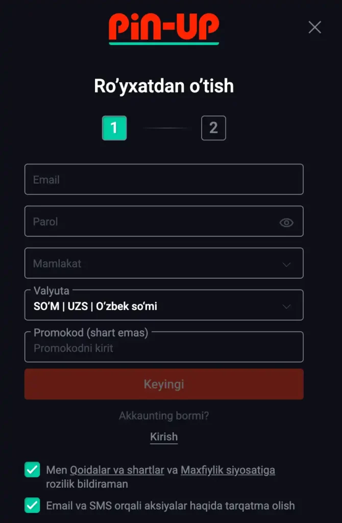 sign up for betting in Uzbekistan